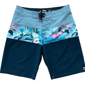 Billabong Board Shorts Men's 28 Blue Floral Tribong Pro Surf Swim Trunks